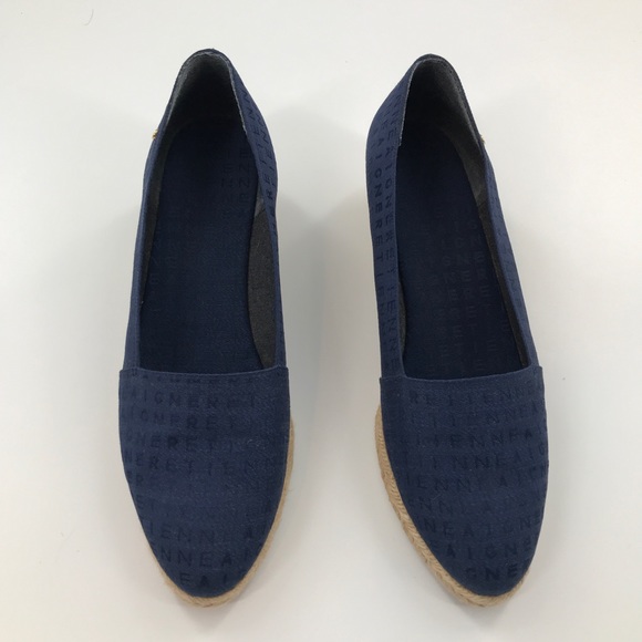 Etienne Aigner Navy Low Wedge Espadrilles Size 10 - Picture 2 of 8